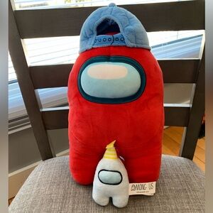 Among Us Plush Keychain and larger red plush